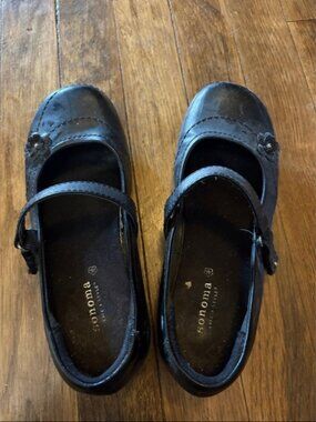 Sonoma Black Girls' Mary Janes with Flower Accent